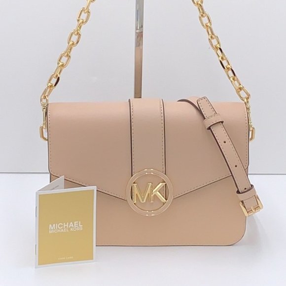 Michael Kors Carmen Medium Convertible Shoulder Bag Crossbody BUFF Leather - Picture 2 of 16